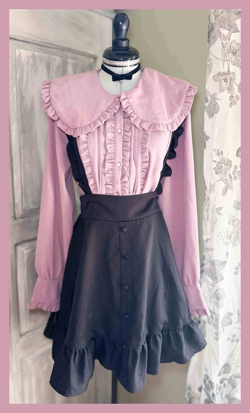 DearMyLove Deary MA*RS Suspender Skirt JSK Ruffle Blouse Girly Jirai Kei Size M